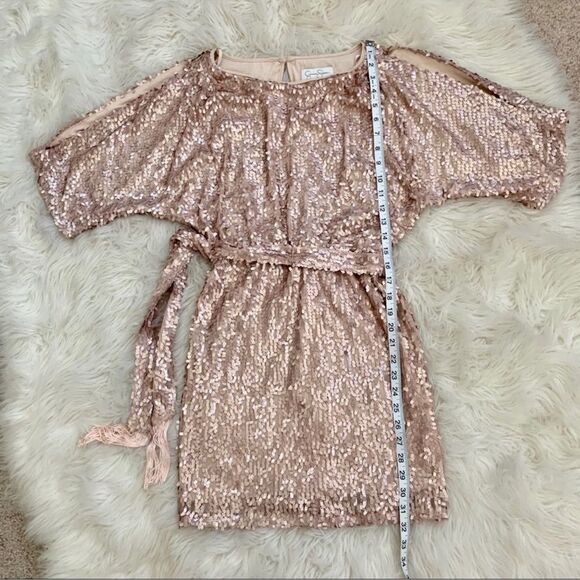 Jessica Simpson Dress Sequence Cold Shoulder Blush C27 - Picture 5 of 8